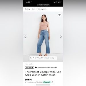 Madewell Perfect Vintage Wide Leg Crop - Size 27